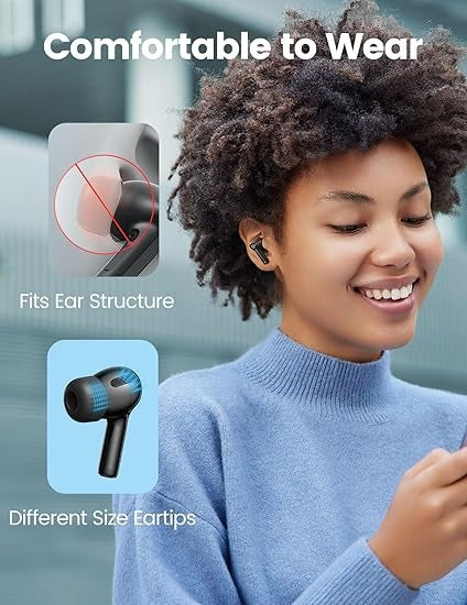 سماعات أذن لاسلكية Airpods تعمل بتقنية البلوتوث 5.3 مع شاشة تعمل باللمس LED ووقت تشغيل 50 ساعة وسماعات أذن ستيريو عميقة الجهير مع ميكروفون IPX7 مقاومة للماء لأجهزة iPad والكمبيوتر اللوحي والكمبيوتر المحمول والهواتف التي تعمل بنظام Android / iOS